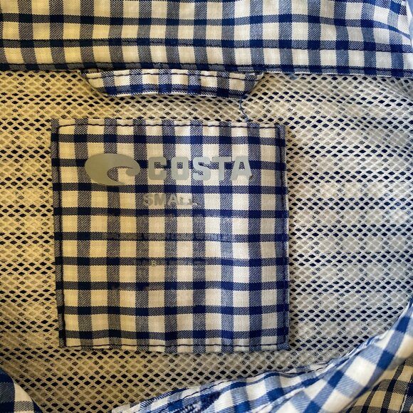 Costa Angler Tech Button Down Plaid Navy - Men's Small - Picture 4 of 13